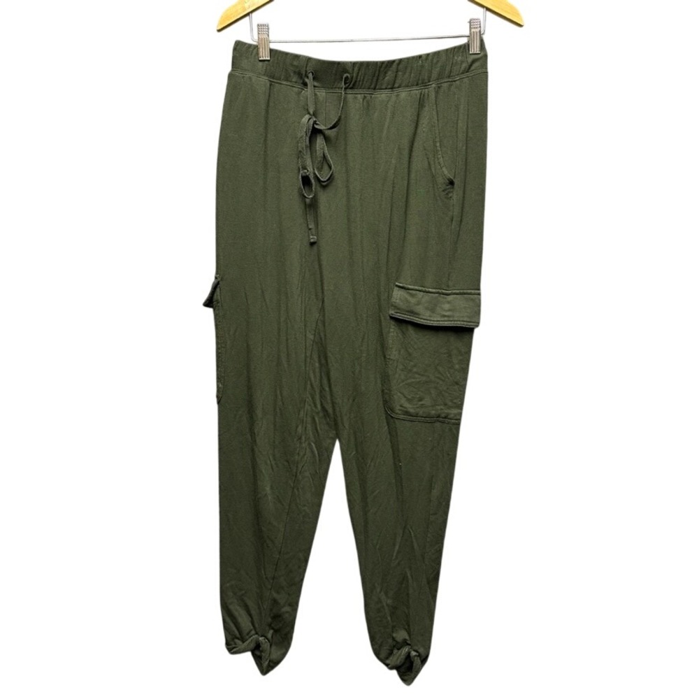 Saturday Sunday Anthropologie Olive Green Cargo Joggers Knit Lounge Pants Medium